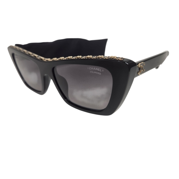 CHANEL Butterfly Black Gold Sunglasses - Picture 5 of 13